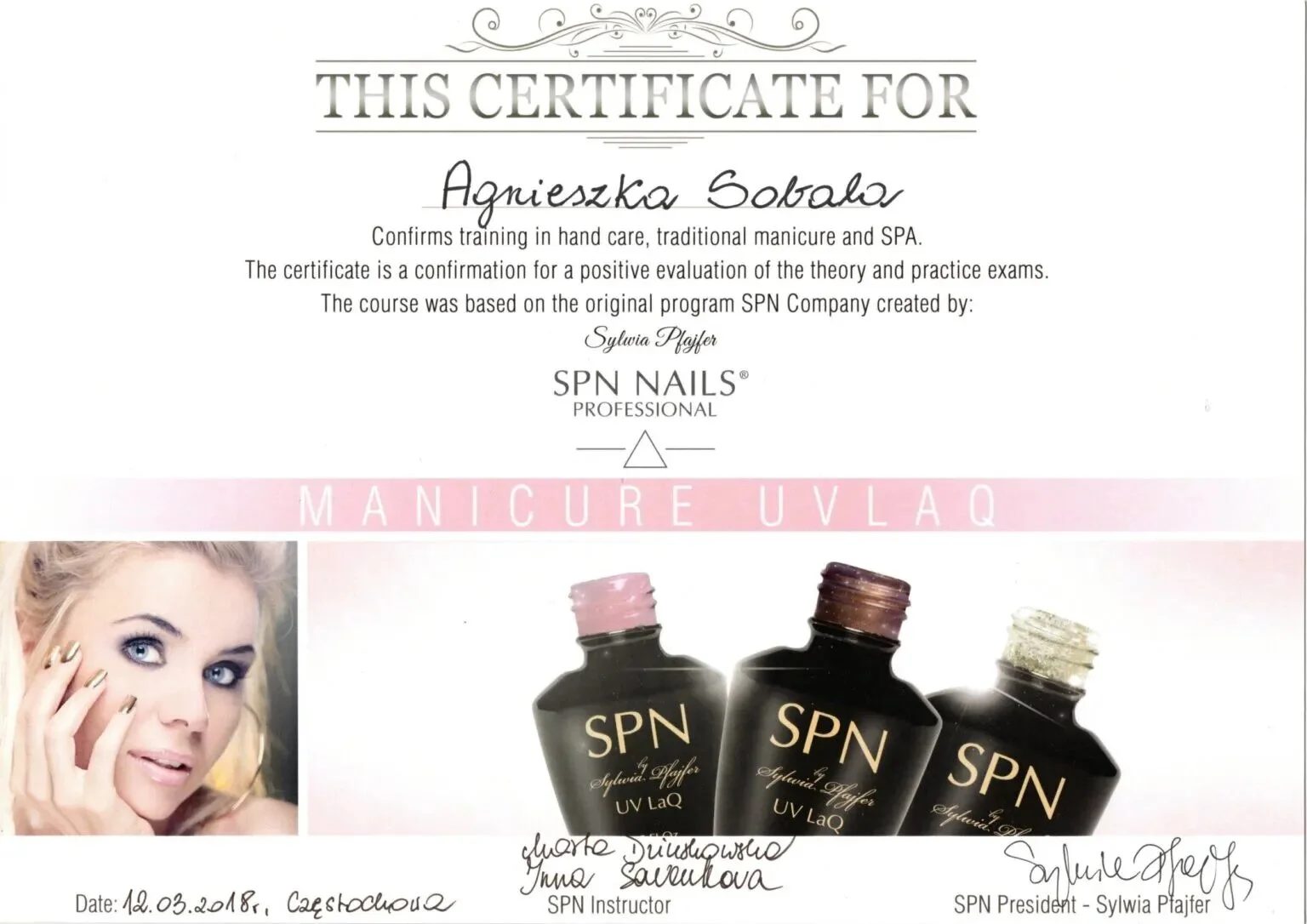 Professional nail training certificate 1, Agnes Sobala, Womanity
